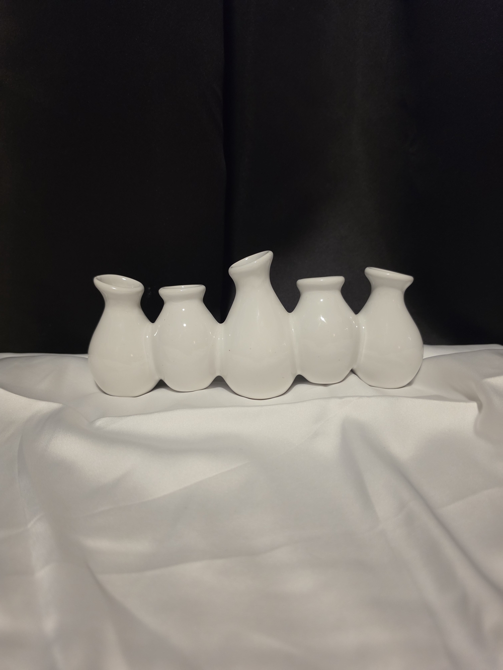 White Ceramic Multi-Vase Table Centerpiece